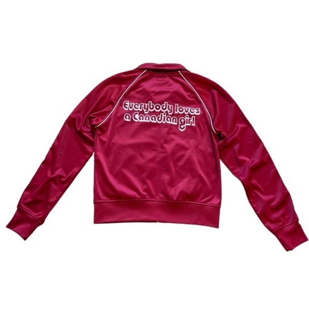 Bluenotes Women's Vibrant Red Canada Bomber Jacket with Maple Leaf & Lettering